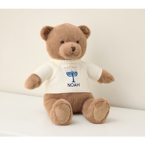 Hanukkah Toasted Coconut Teddy Bear with Sweater Plush