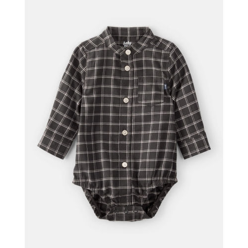 Baby Boy Plaid Woven Long-Sleeve Button-Down Bodysuit - Black - OshKosh B'gosh | Carter's