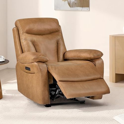 Power Recliner Chair Wall Hugger Recliner with Adjustable Headrest and Footrest Dual Motor Electric Faux Leather Reclining Sofa with USB/Type-C Charging for RV Living Room Bedroom