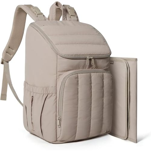BAGSMART Diaper Bag Backpack, Large Baby Diaper Bag, Quilted Puffy Baby Bag for Mom with Quick-access Insulated Pockets, Lightweight Versatile Travel Backpack