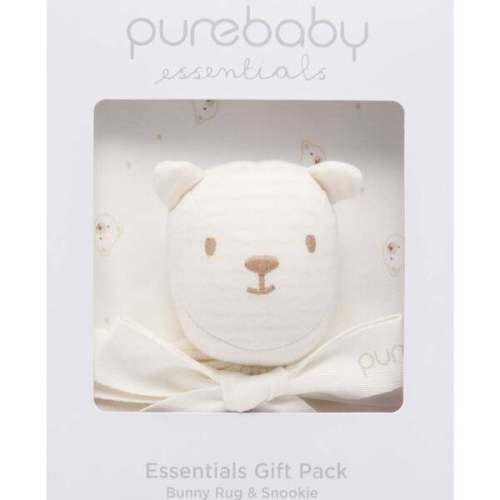 Stretch Swaddle Wrap & Comforter Gift Pack Vanilla Bear - Purebaby | Maisonette