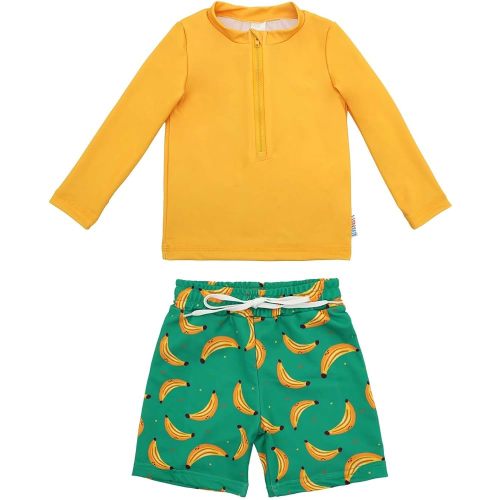 ALVABABY Long Sleeve Rashguards, Baby/Toddler Boys' Rash Guard Sets,Boy Swimsuit UPF 50+Two Piece Bathing Suit