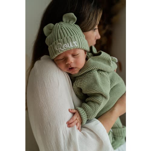 Personalised Knitted Baby Hat | Coming Home Outfit | Baby Hospital Hat | Bear Ear Hat | Knit Hat | Baby Shower Gift | New Baby Gift