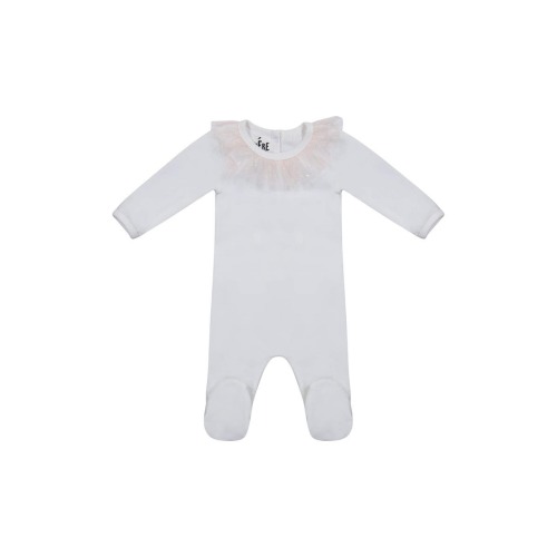 Glitter Mesh Ruffle Footie, 12MNot available in White/ Mauve