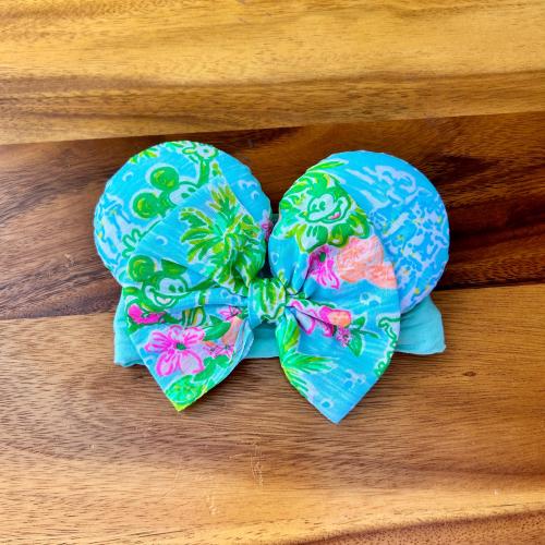 Baby Mouse Ears, Palm Beach Print Infant Headband, LXD Preppy Mouse Ears Headband