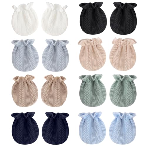 BQUBO Newborn Infant Toddler Mittens No Scratch Cotton Elastic Wrist Gloves Hypoallergenic for 0-6 Months Baby Boys Girls