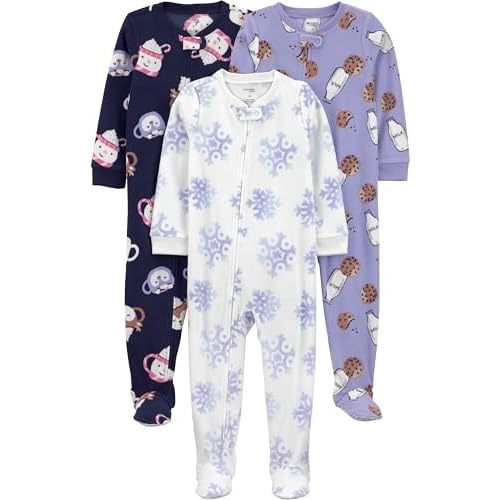 Simple Joys by Carter's girls Loose-Fit Flame Resistant Fleece Footed Pajamas