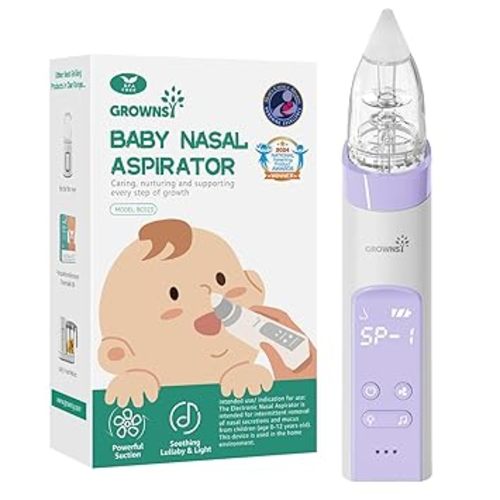 GROWNSY Nasal Aspirator for Baby, Electric Baby Nose Sucker with Larger Suction Chamber and More Powerful Suction, Automatic Nose Cleaner with Music and Light Soothing Function