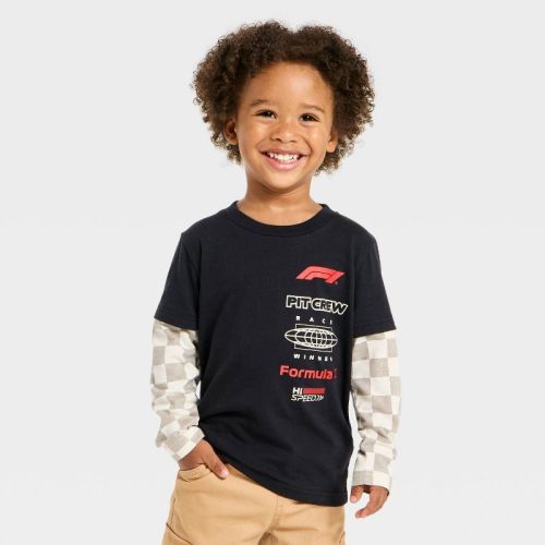 Toddler Boys' Formula 1 Long Sleeve T-Shirt - Black 12M