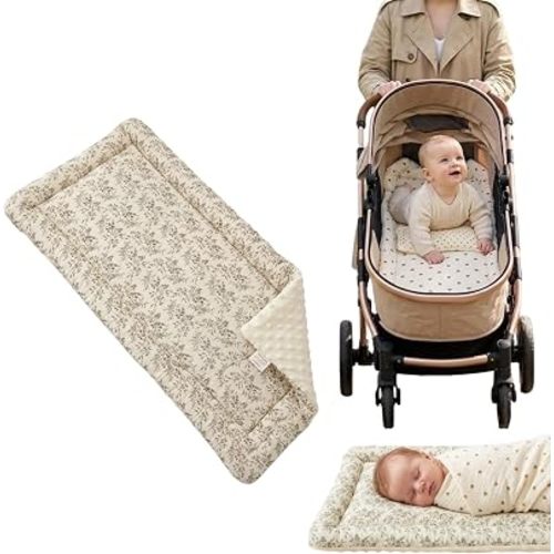 Baby Maru Bassinet Cushion Liner, Soft Cotton Gauze & Minky Reversible Bassinet Mattress Pad, Lightweight Portable Travel Mat for Babies (Floral)