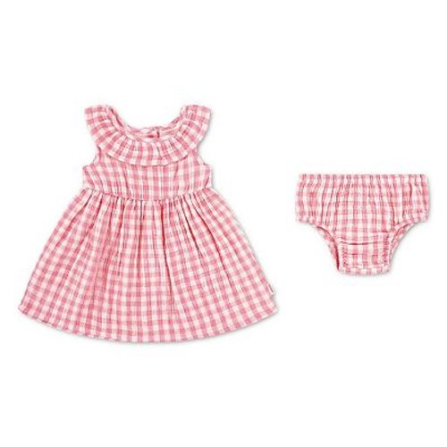 Newborn Baby Girls Huggies Babywear® Seersucker Gingham Ruffle Dress & Bloomers 2-Piece Set