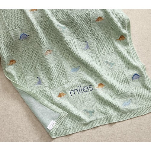 Dinosaurs Patchwork Knit Baby Blanket