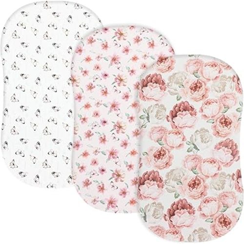 david's kids 3 Pack Bassinet Sheets, Ultra Soft Breathable Comfortable Baby Sheet Set for Boys Girls Neutral, Univeral Fit for Most Cradle and Bassinet Mattress, Floral