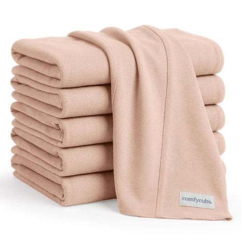 Comfy Cubs Baby Burp Cloths Set Pack of 6 - Large, 6-Layer, Ultra Absorbent Soft 100% Cotton for Infants - Blush