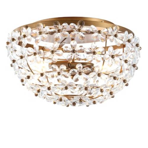 JONATHAN Y 1-Light 15.5-in Antique Gold LED Flush Mount Light JYL9043A at Lowes.com