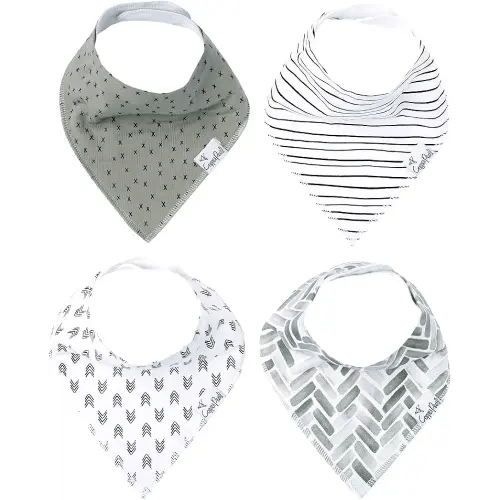 Copper Pearl 4 Pack Soft Cotton Baby Bibs for Drooling and Teething, Absorbent Drool Bibs for Baby Girl and Boy, Adjustable to Fit Newborns to Toddlers, Tons of Styles (Alta Set)