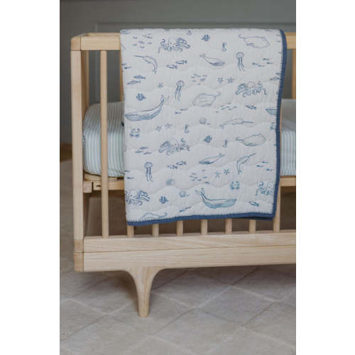 Striped Crib Sheet in Stripes Away Sea | Over The Moon