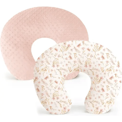 Konssy 2 Pack Nursing Pillow Covers, Soft and Comfortable Nursing Cover for Breastfeeding Pillows, Pillow Slipcover for Baby Girls Boys Newborn(Pink, Pink Spring)