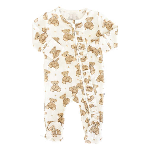 All Bamboo Waffle Zipper Footies