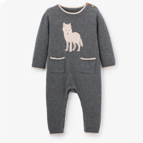 Wolf Knit Baby Jumpsuit DARK GRAY / 3-6M