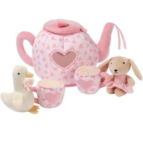 Lambs & Ivy Tea Party Interactive Plush Playset Toy with Goose & Bunny