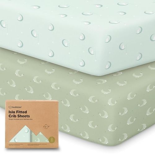KeaBabies 2-Pack Baby Crib Sheets for Boys, Girls - 52x28 Viscose Derived from Bamboo Toddler Bed Sheets Neutral, Fitted Crib Mattress Cover for Standard Baby Bedding, Soft & Cozy (Lunaris)