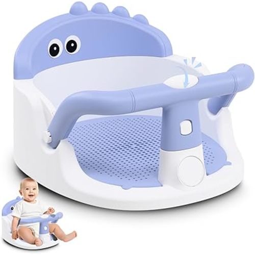 Baby Bath Seat for Babies 6 Months & Up Sitting Up, Non-Slip Baby Bath Chair with Suction Cup, Safe and Comfortable Portable Infant Bath Seat for Bathroom, Bathtub Tub, Easy to Clean (Blue)