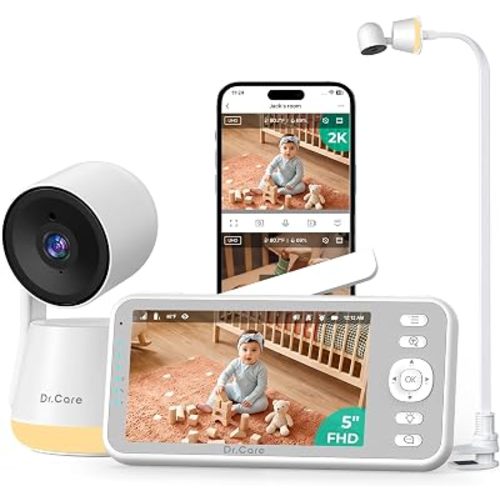 Dr.Care LumiView Smart WiFi Baby Monitor with Camera & Clip Mount, 5" 1080P