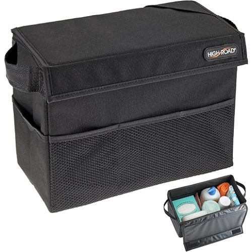 High Road Carganizer Car Storage Bin with Lid - Multipurpose Storage Box for Car for the Back Seat, Front Seat or Trunk - Univeral Car Organizer Fits All Vehicles
