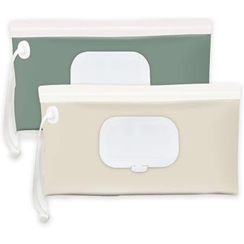 Baby wipes dispenser,portable baby wipes holder for outdoor, Refillable baby wipes container, on the go wet wipe pouch for travel, resuable wipes dispenser for hiking (green)