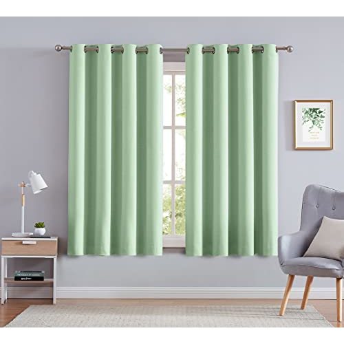 Treatmentex Curtains for Living Room 63" Chevron Light Green Window Curtain Panels for Bedroom Drapes Room Darkening Curtain Set 2 Pcs