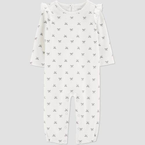 Carter's Just One You® Baby Girls' Bow Long Sleeve Romper - Ivory