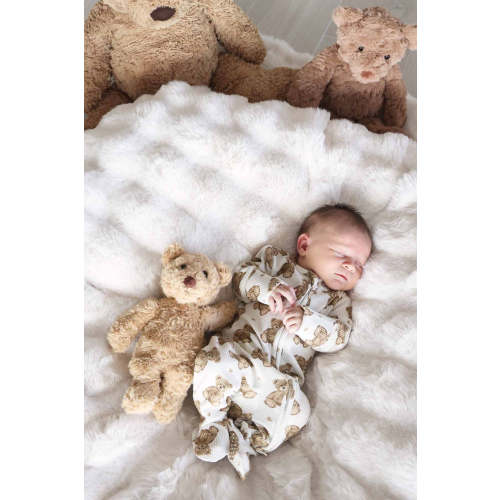 Beary Sweet Bamboo Waffle Zipper Footie
