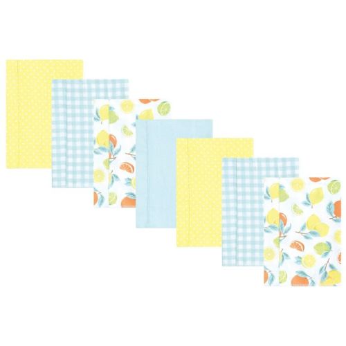 Hudson Baby Cotton Poly Infant Girl Flannel Burp Cloth 7pk, Citrus Mint, One Size