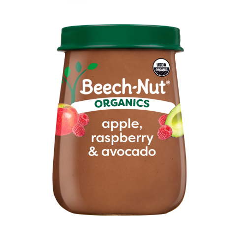 Beech-Nut Organics Stage 2 Organic Baby Food, Apple Raspberries & Avocado, 4oz Jar