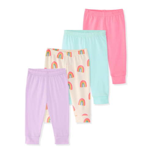 Garanimals Baby Girl Cotton Leggings, Solids & Prints, 4-Pack, 0–24M