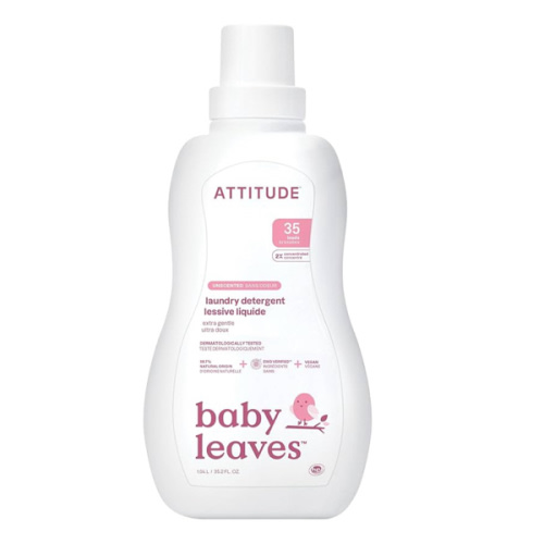 ATTITUDE Baby Laundry Detergent, EWG Verified, Plant and Mineral-Based Formula, HE Compatible, Vegan Household Products, Unscented, 35 Loads, 35.5 Fl Oz