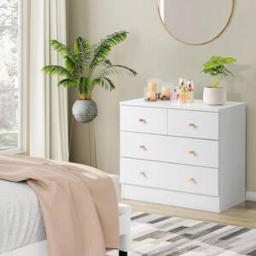 White 4-Drawer 25. 98 in. Wide Chest of Drawers