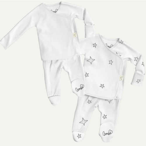Baby Bundle Footie - Milk + Stars Twin Pack – Bonsie Skin to Skin Babywear