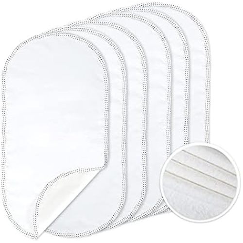 TILLYOU Waterproof Changing Pad Liners 6 Pack, 100% Cotton Reusable Cloth Diaper Liners, White