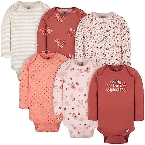 Gerber Baby Girls' 6-pack Long-sleeve Onesies Bodysuits