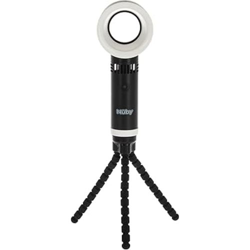 Nuby Baby Safe Bladeless Quiet Cooling Fan with Flexible Tripod Legs | 3 Cooling Modes | Rechargeable USB Cord Included | Black