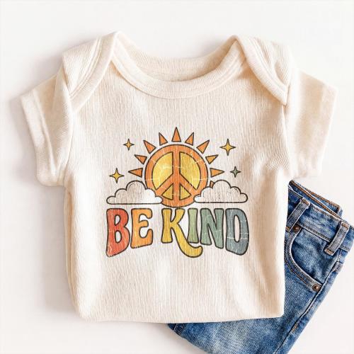 Be Kind Baby Onesies®  - Retro Peace Sign Cute Kindness Bodysuit