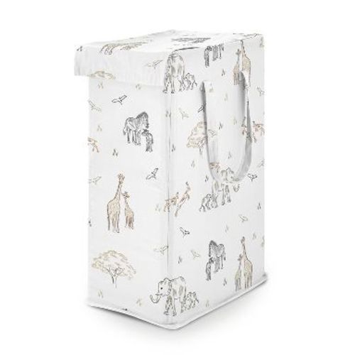 Sweet Jojo Designs Boy, Girl, Unisex/Gender Neutral Foldable Laundry Hamper with Handles Serengeti Animals Multicolor