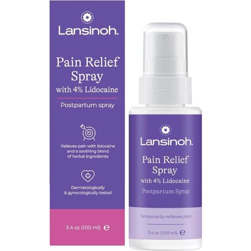 Lansinoh 4% Lidocaine Perineal Spray, 3.4 Ounces