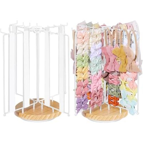 POVETIRE Headband Holder Bow Organizer for Girls,Rotating Hair Bow Storage