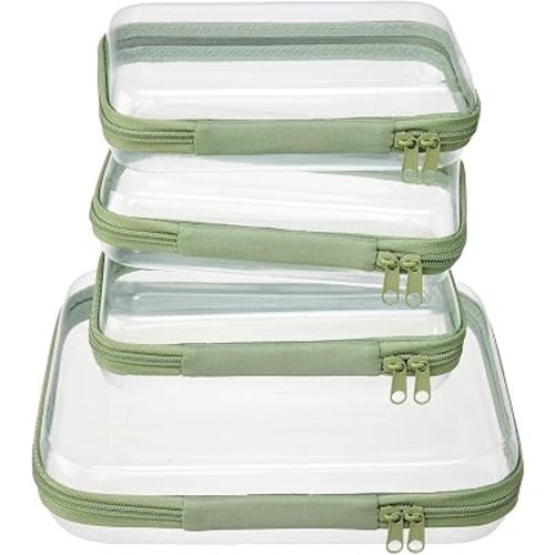 4 pcs Clear Zipper Pouches,Hard Shell Zipper Case,Toiletry Bag for Travel