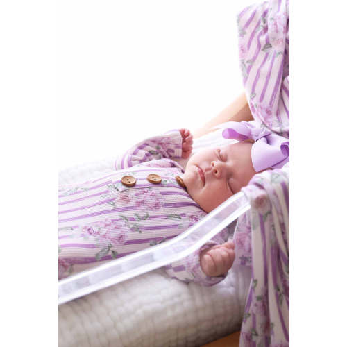 Lila's Lilacs Bamboo Waffle Newborn Baby Knot Gown & Hat Set