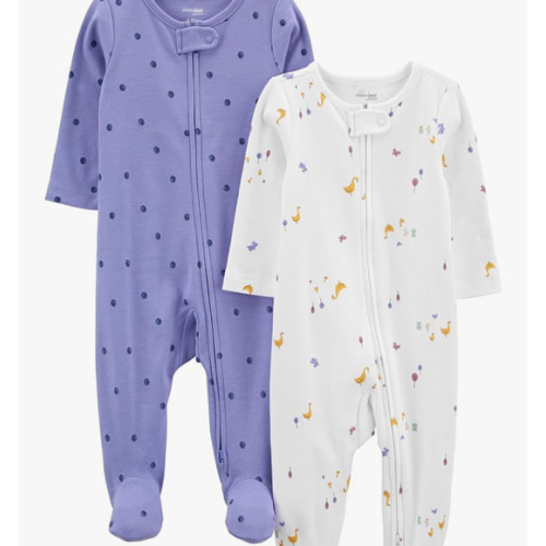 Simple Joys by Carter's Baby Girls' Cotton Footed Sleep and Play, Pack of 2