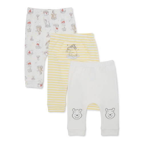 Disney Baby Wishes + Dreams Winnie the Pooh Baby Boys and Girls Unisex Joggers, 3-Pack, Sizes 0-12 Months